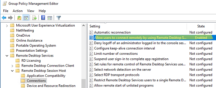 групповая политика Allow Users to connect remotely by using Remote Desktop Services