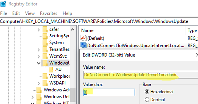 DoNotConnectToWindowsUpdateInternetLocations 