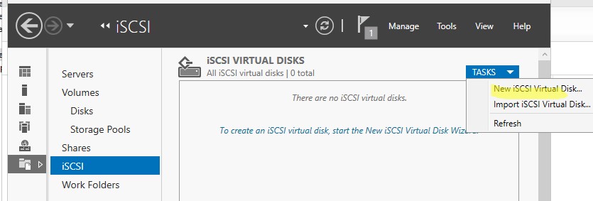 создать iSCSI virtual disk в windows server