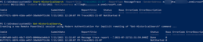 поиск по историческим запросам в microsoft 365 Start-HistoricalSearch 