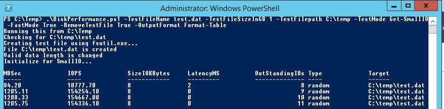 Оценка диска в IOPS с помощью Powershell