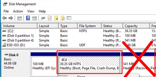 Уменьшить раздел в гостевой Windows