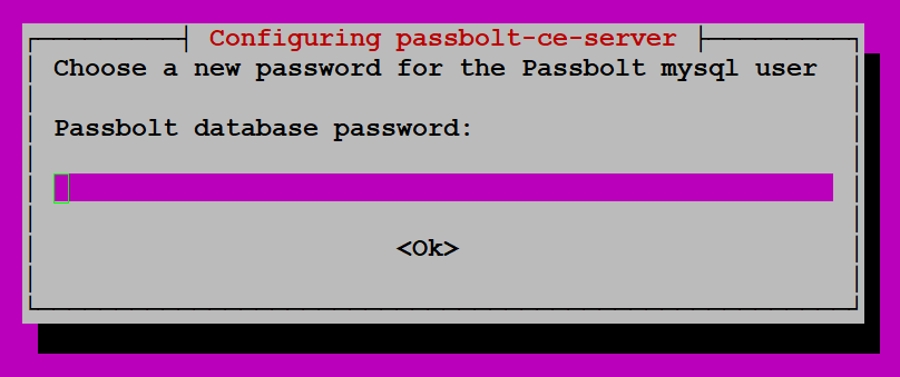 Создание пароля пользователя базы данных Passbolt