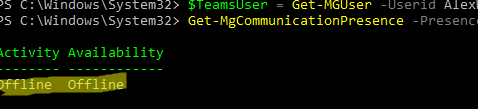 Get-MgCommunicationPresence: проверить статус в Teams из PowerShell 