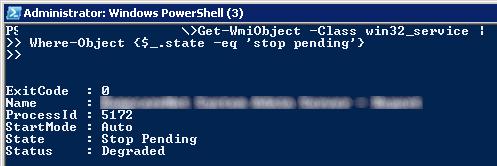poweshell список служб в статусе stop pending
