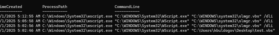 PowerShell: события использования VBS скриптов