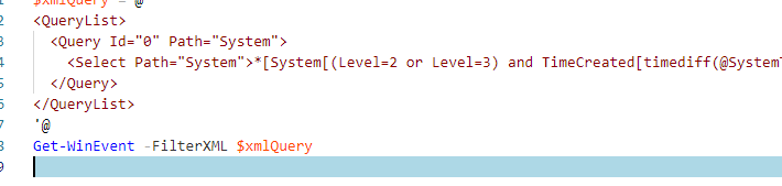 Get-WinEvent -FilterXML 