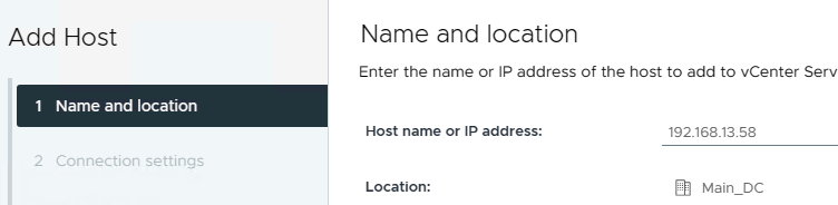 Имя или IP ESXi хоста