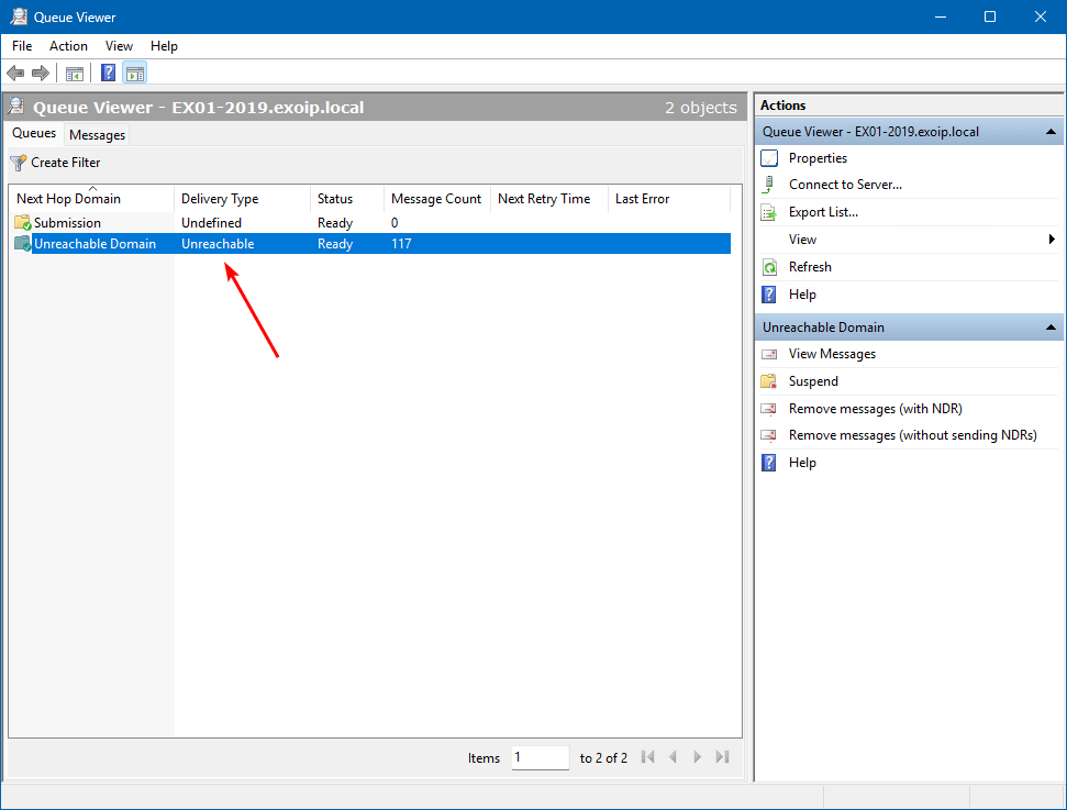 Просмотр очередей Exchange Server через Queue Viewer