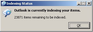 Outlook is currently indexing your items.