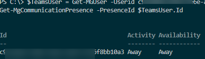 изменить статус в teams из powershell