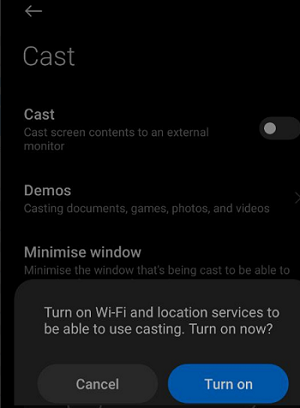Включить трансляцию miracast в Android