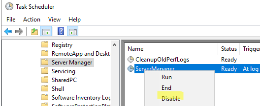 Задание планировщика ServerManager