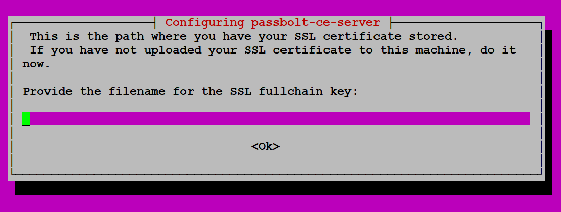 Указание SSL-сертификата для Passbolt