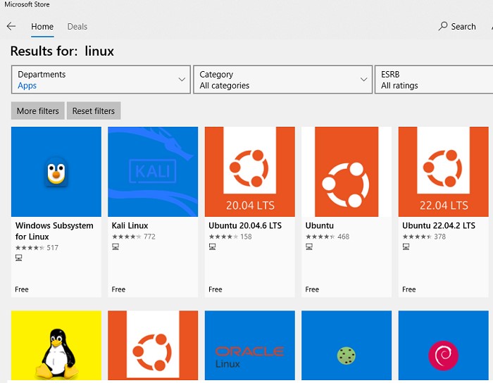скачать образ linux для wsl из microsoft store