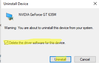 удалить драйвер устройства в windows