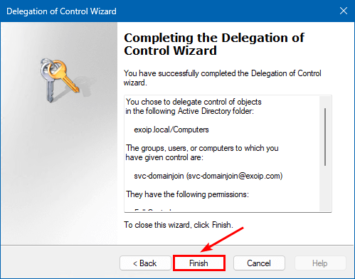 Завершение делегирования управления OU Active Directory