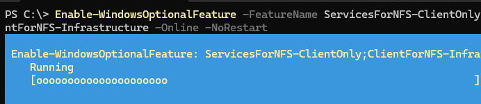 Enable-WindowsOptionalFeature - ServicesForNFS-ClientOnly - установка службы клиента NFS с помощью PowerShell