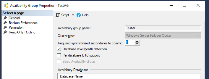 уменьшить значение Required synchronized secondaries to commit