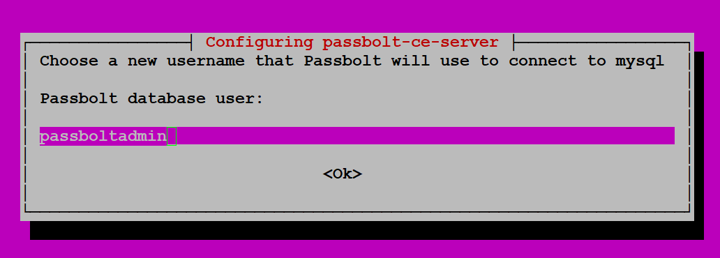 Создание пользователя базы данных для Passbolt