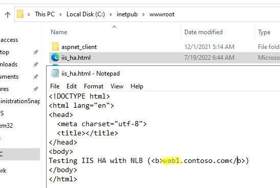 тестовый HTML файл для IIS сервера