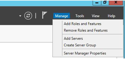 Меню server manager в win2012