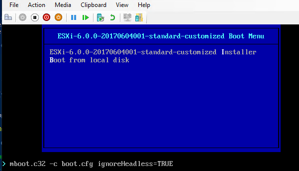 ignoreHeadless=TRUE - добавить параметр при установке vmware esxi