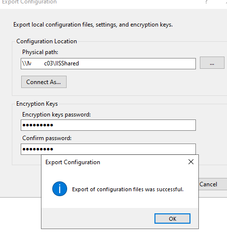 экспорт конфигурации в IIS