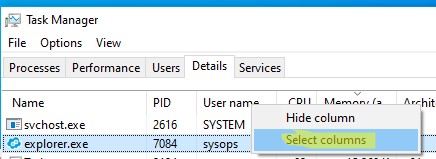task manager - добавить колонки