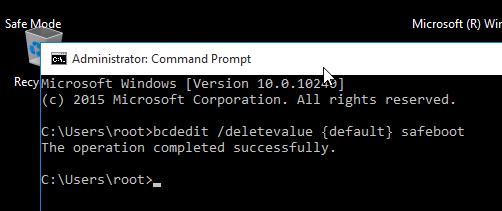 bcdedit - отключить безопасный режим