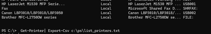 Get-Printer - экспорт принтеров и драйверов