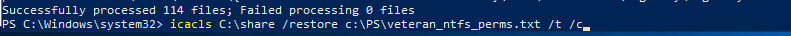 восстановление ntfs разрешений каталога icacls.exe
