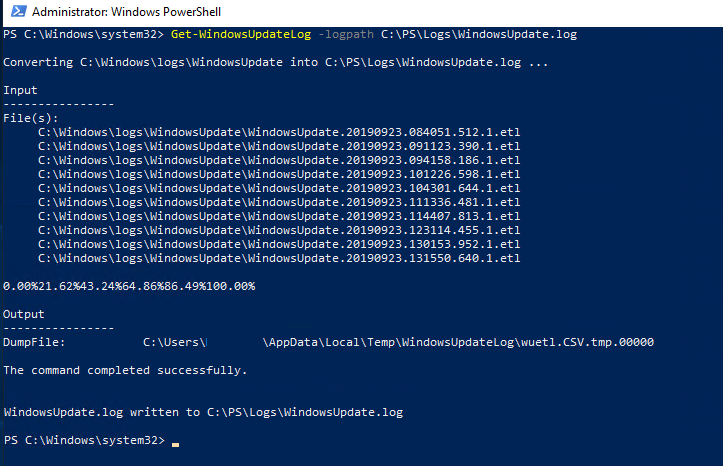 Get-WindowsUpdateLog в WIndows 10