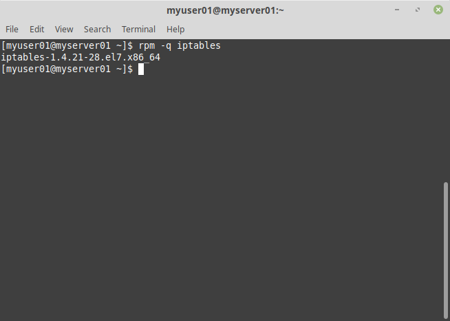 rpm -q iptables - версия iptables в centos