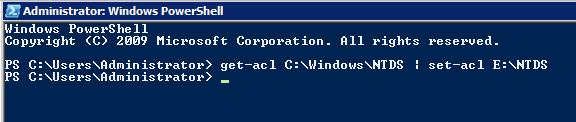 Копирование и перенос NTFS разрешений на каталог C:\Windows\NTDS с помощью