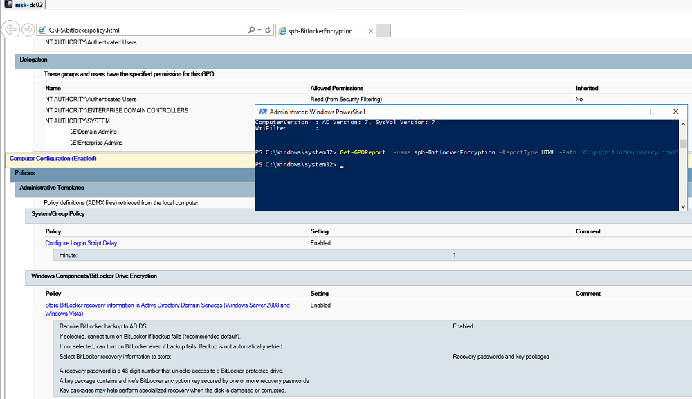 powershell: создаем результирующий отчет по GPO с помощью Get-GPOReport