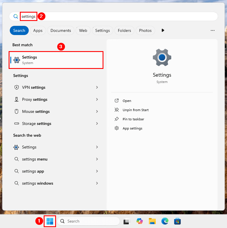 Открытие параметров Windows 11 для присоединения компьютера к домену