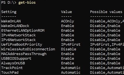 get-bios вывести настройки BIOS с помощью PowerShell
