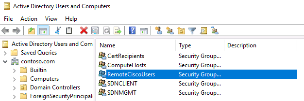 Создание группы RemoteCiscoUsers в Active Directory