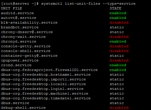 linux centos отключение неиспользуемых сервисов
