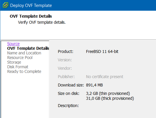 импорт ovf образа