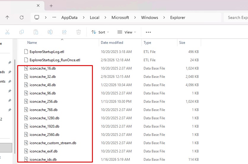 iconcache - файлы с кэшем иконок Windows 11