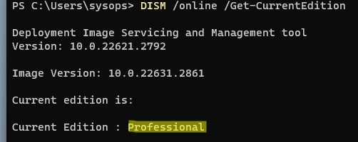 dism get current version