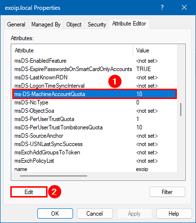 Атрибут ms-DS-MachineAccountQuota в Active Directory