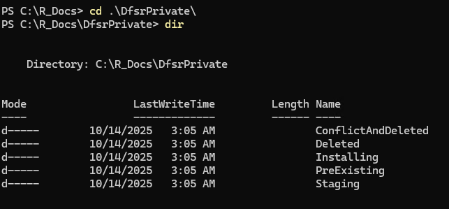 Каталог DFSRPrivate\DFSRPrivate