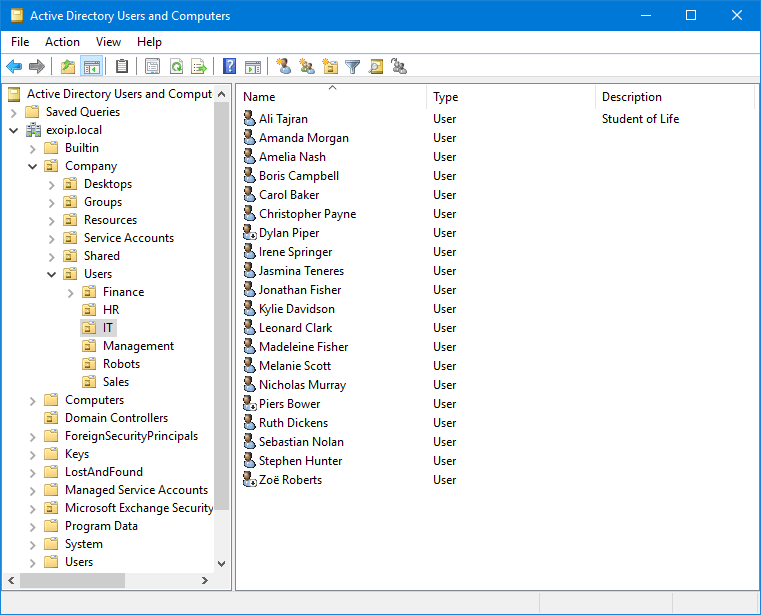 Пользователи, импортированные из CSV в Active Directory