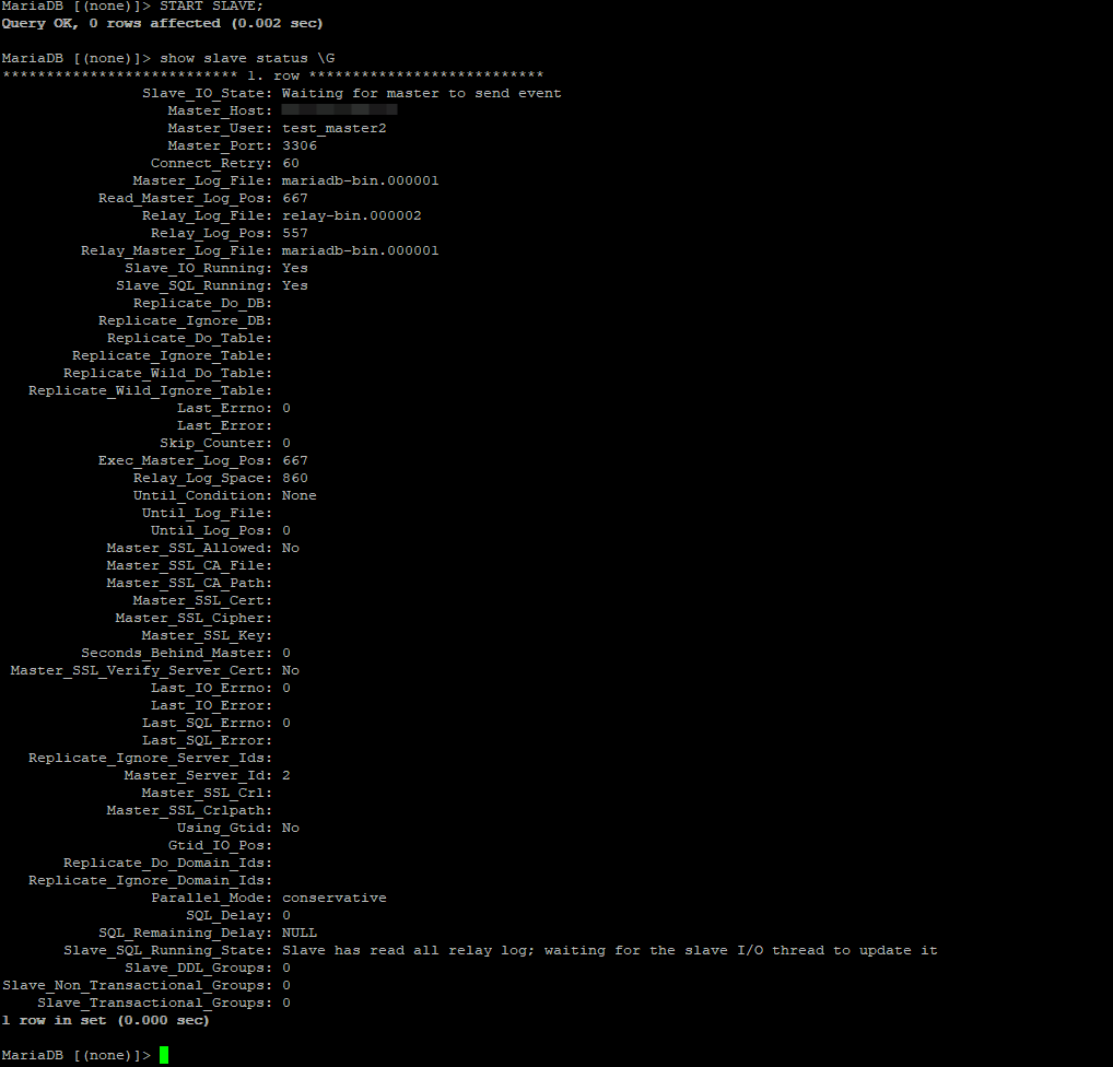 mariadb show slave status \G