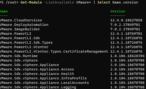 вывести список модулей vmware powercli установленных на компьютере