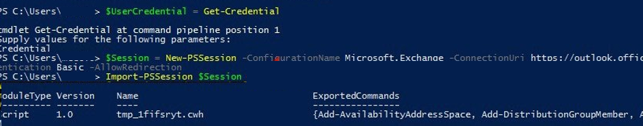 удаленное подключение к exchnage online (office 365) из powershell