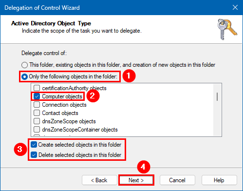 Делегирование создания объектов компьютеров в OU Active Directory